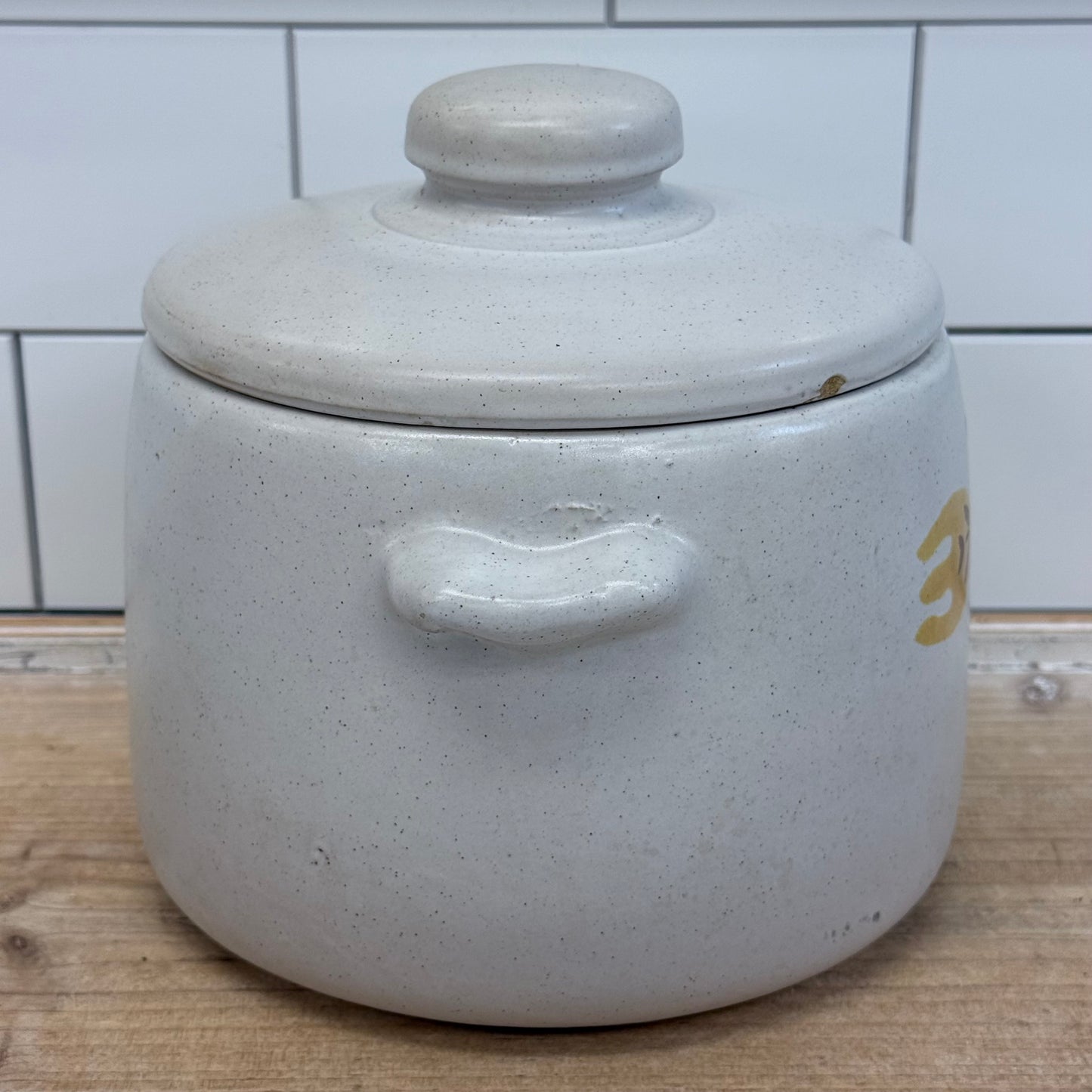 West Bend Stoneware Fork Lidded Kitchen Crock Canister 1970s