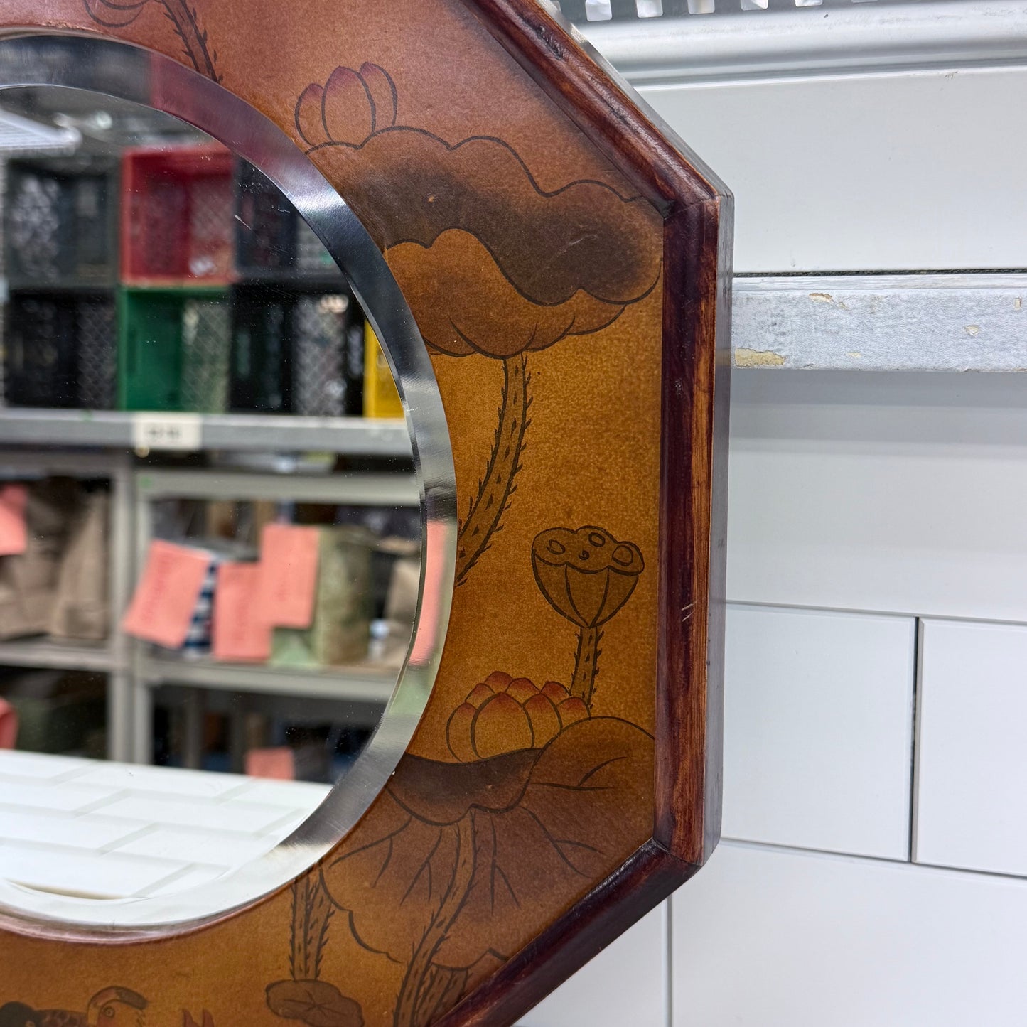 Chinoiserie Duck & Lotus Octagonal Wall Mirror