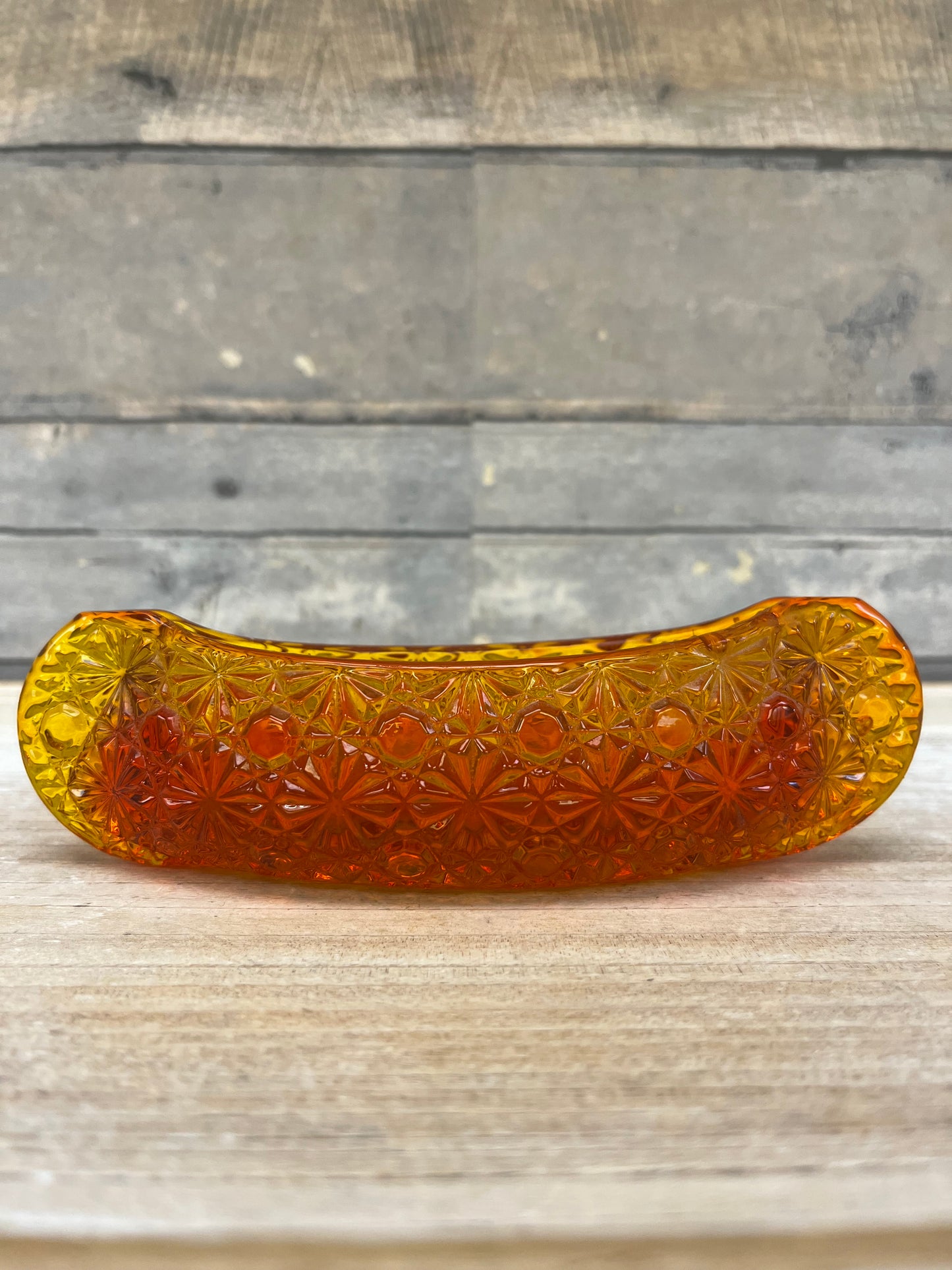 Fenton Amber Glass Canoe, 1960s