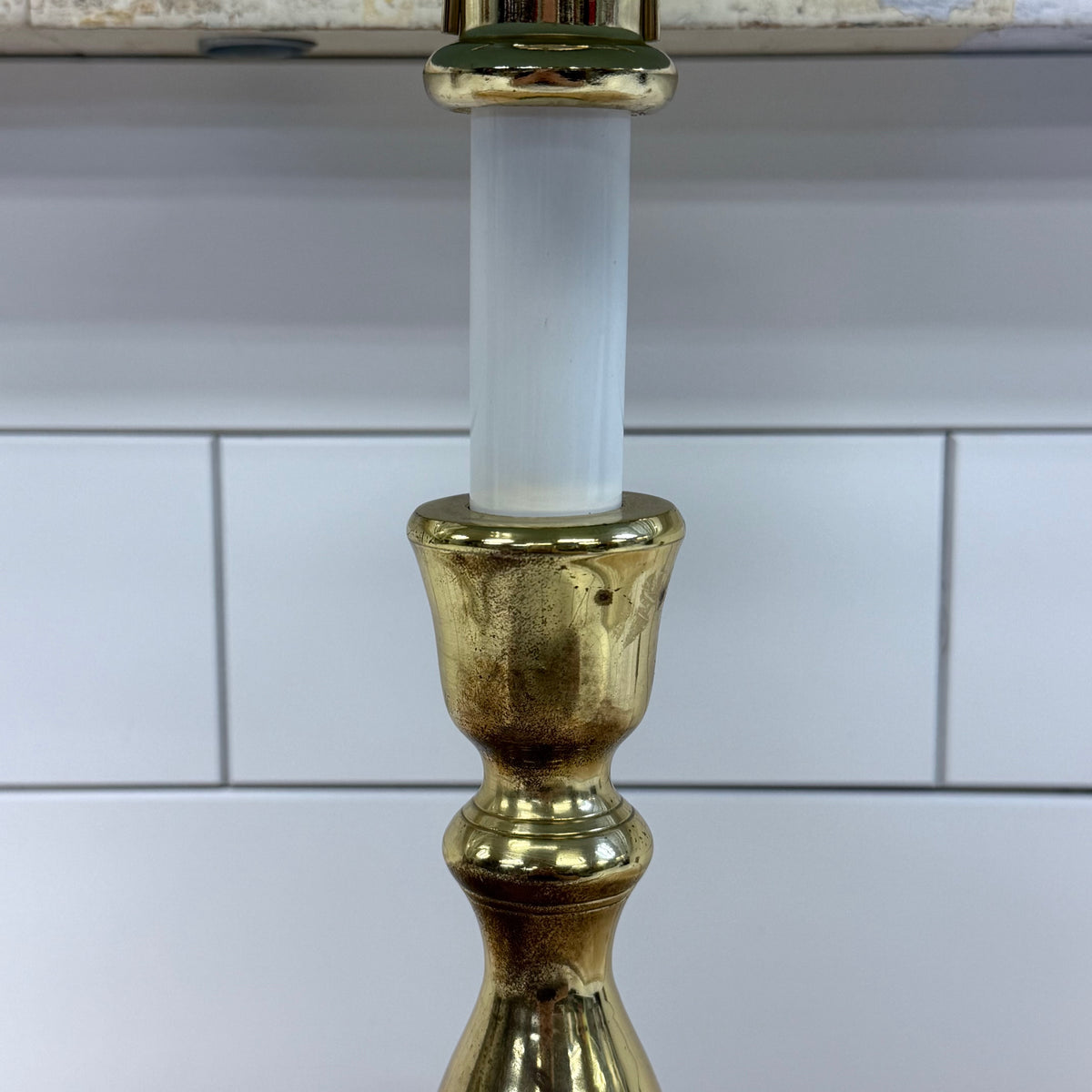 Hampton Brass Table Lamp Black Tole Shade 1990s