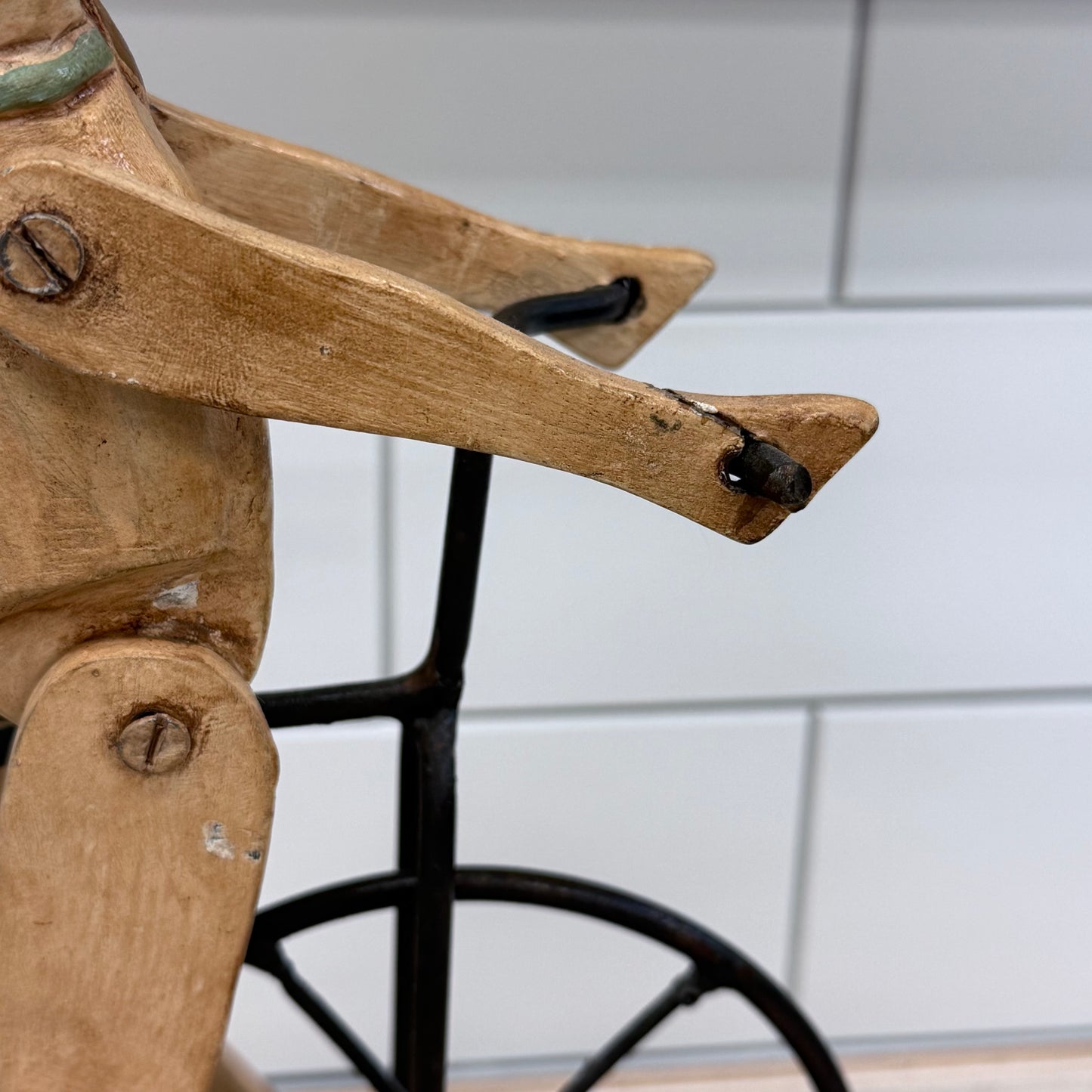Primitive Rabbit on Penny Farthing Bicycle Folk Art Sculpture