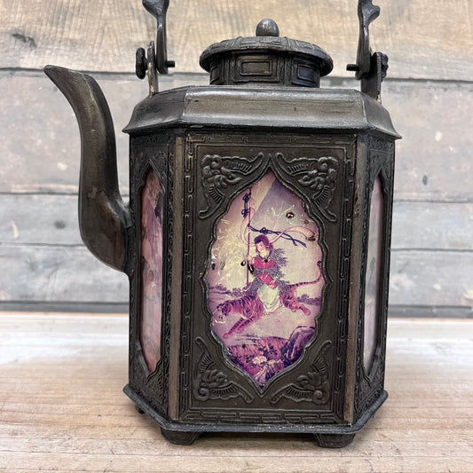Shantou Cast Iron & Pewter Teapot, Antique