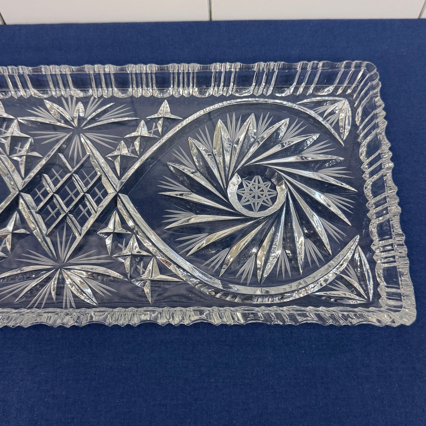 Pinwheel Hobstar Cut Crystal Serving Tray