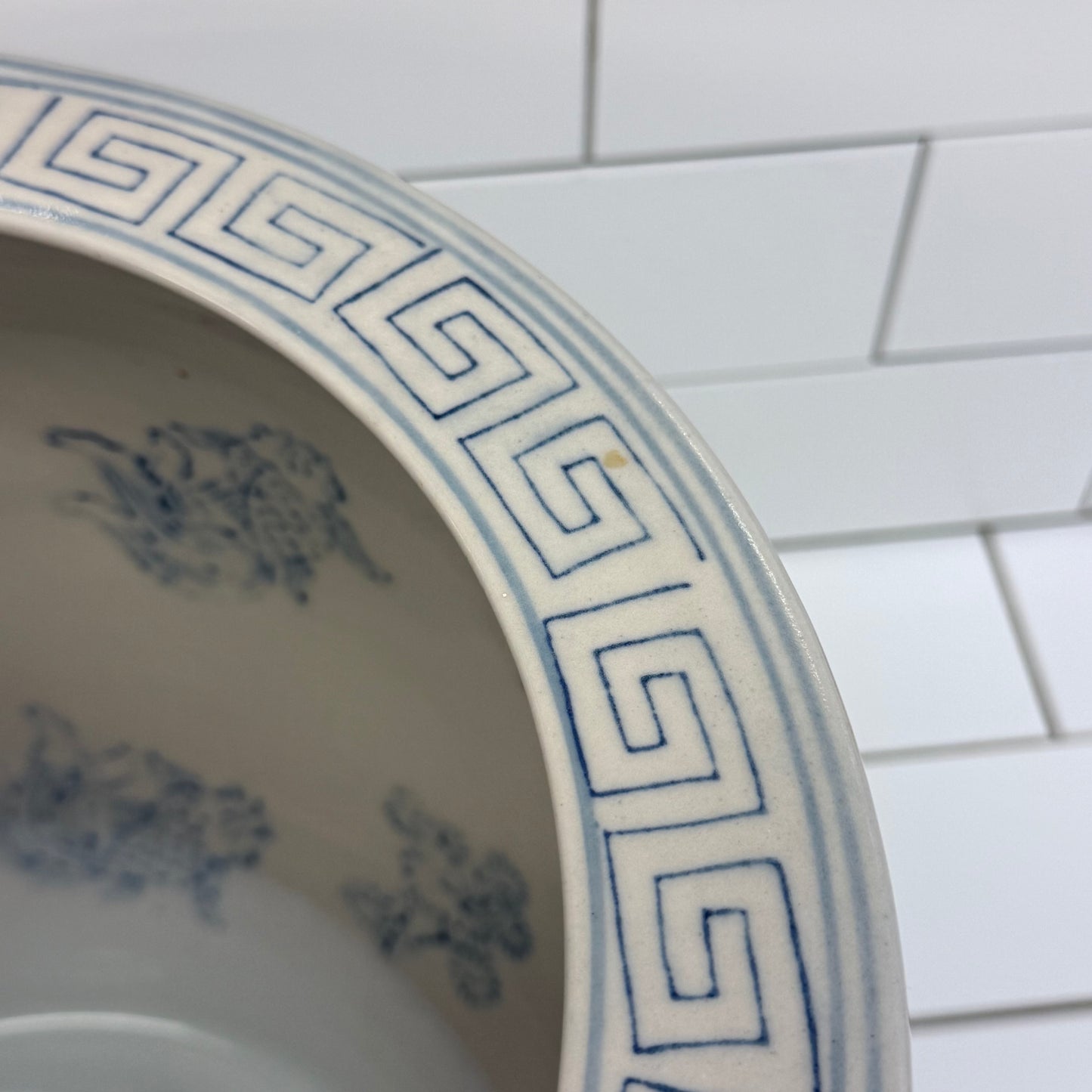 Chinoiserie Blue White Ceramic Planter Cachepot Floral Pot