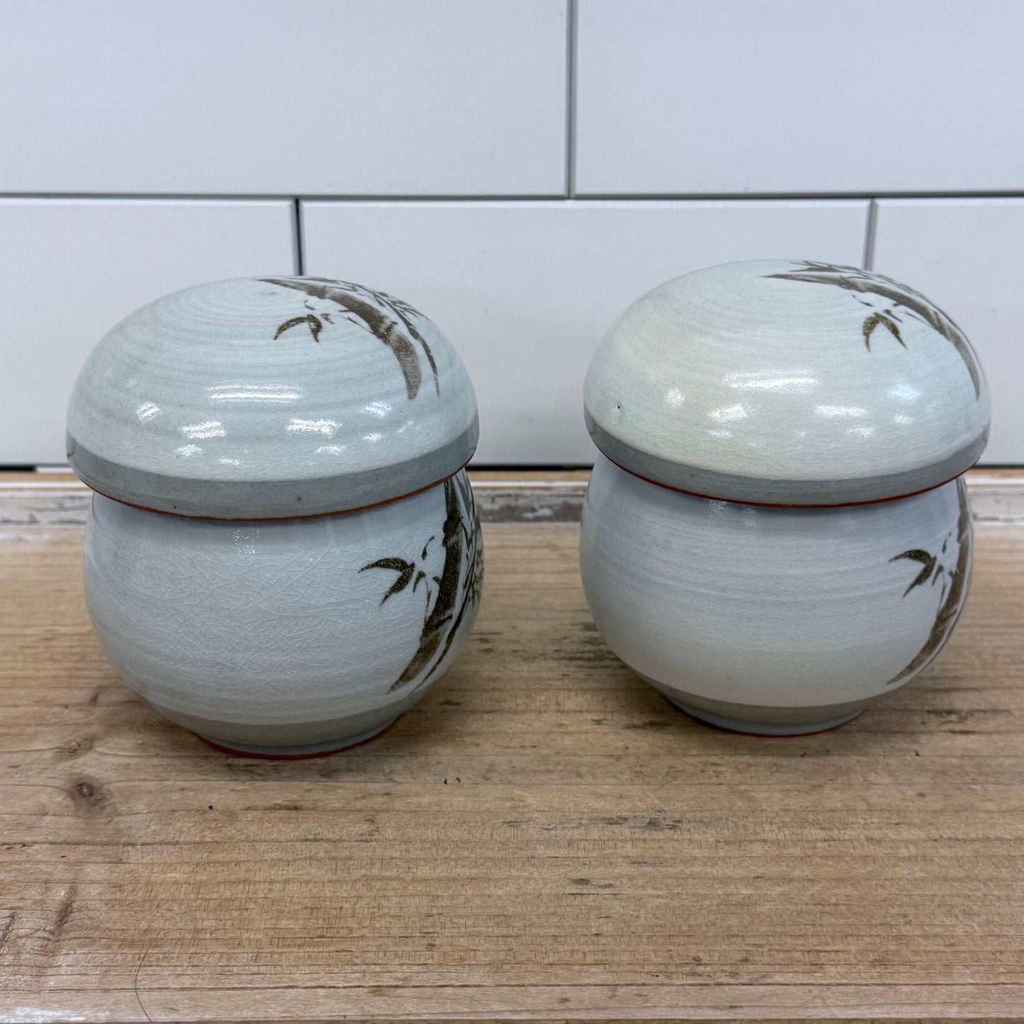 Chinese Celadon Glaze Stoneware Tea Cup & Infuser Set of 2