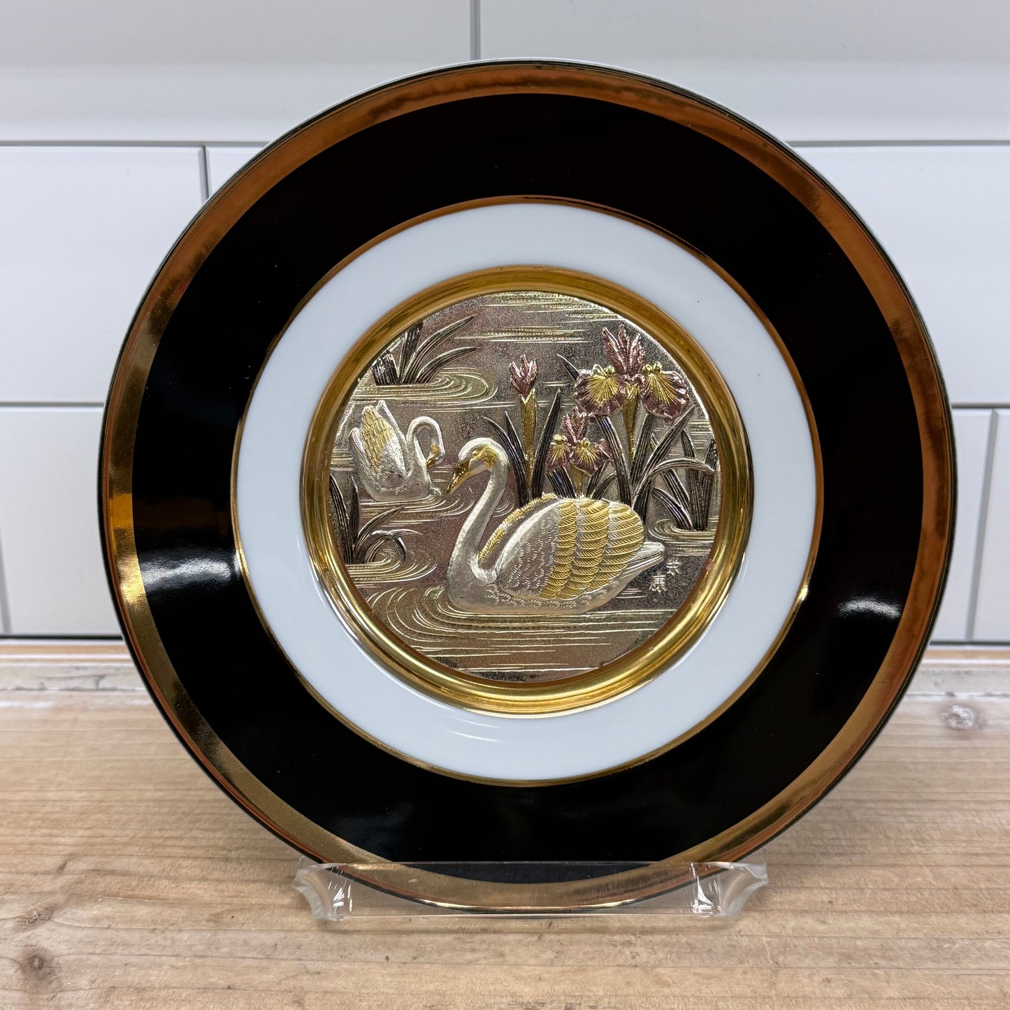 Chokin Gilded Plates Set of 3 Mid-Century Porcelain