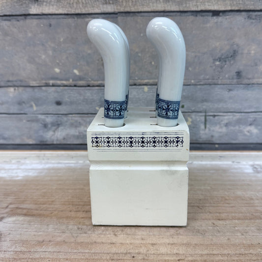 Delft Style Ceramic Spreader Knives, Set of 6