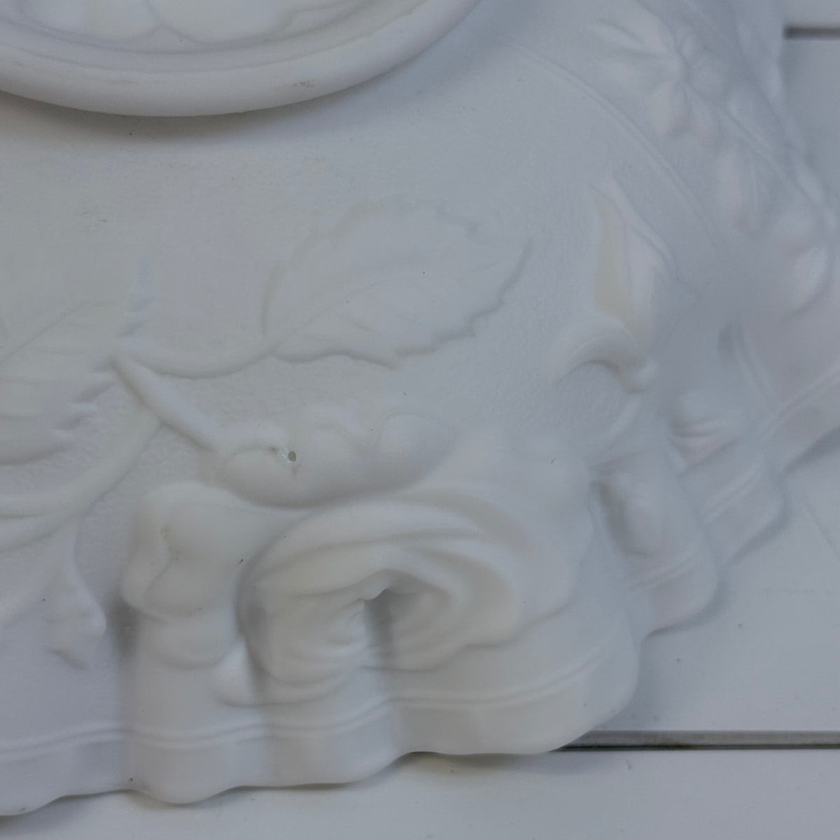 White Milk Glass Rose Bowl with Ruffled Rim