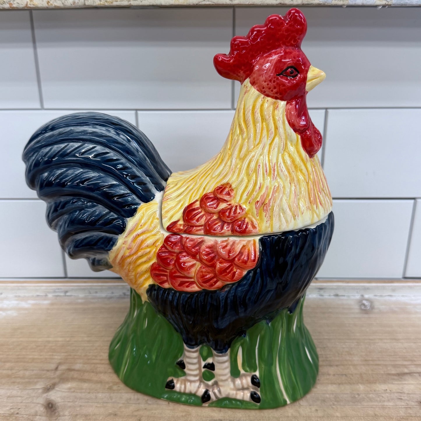 Farmhouse Rooster Ceramic Cookie Jar