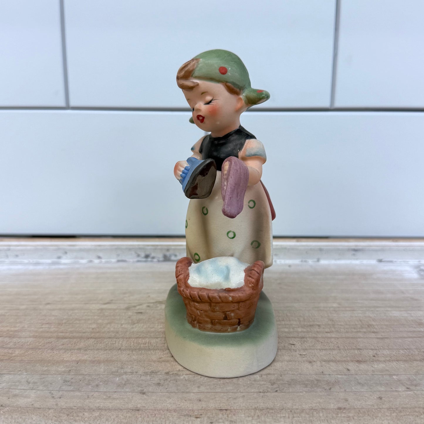 Napcoware Girl Ironing Figurine, Ceramic