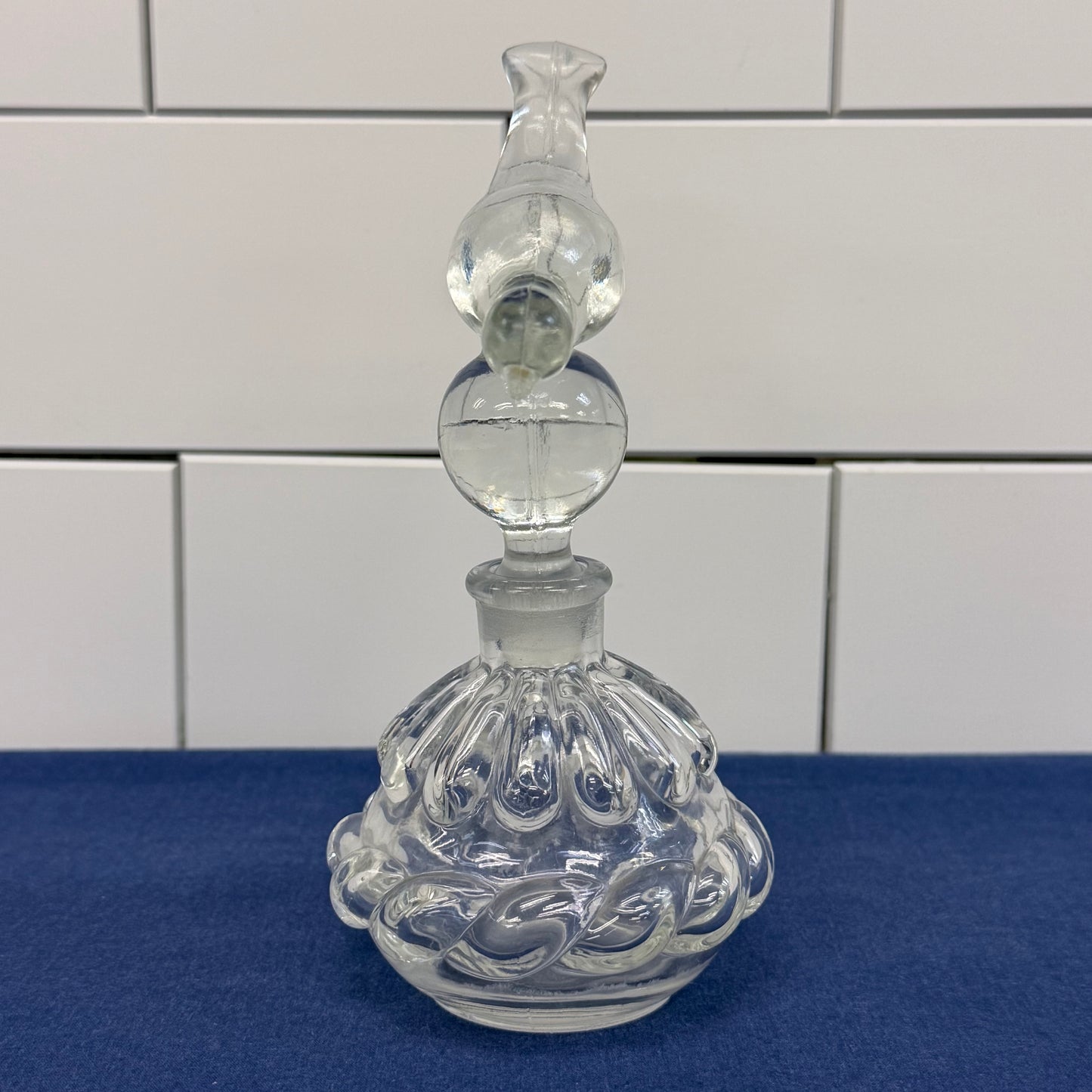Vintage Bird Stopper Perfume Bottle Art Glass Vanity Decor