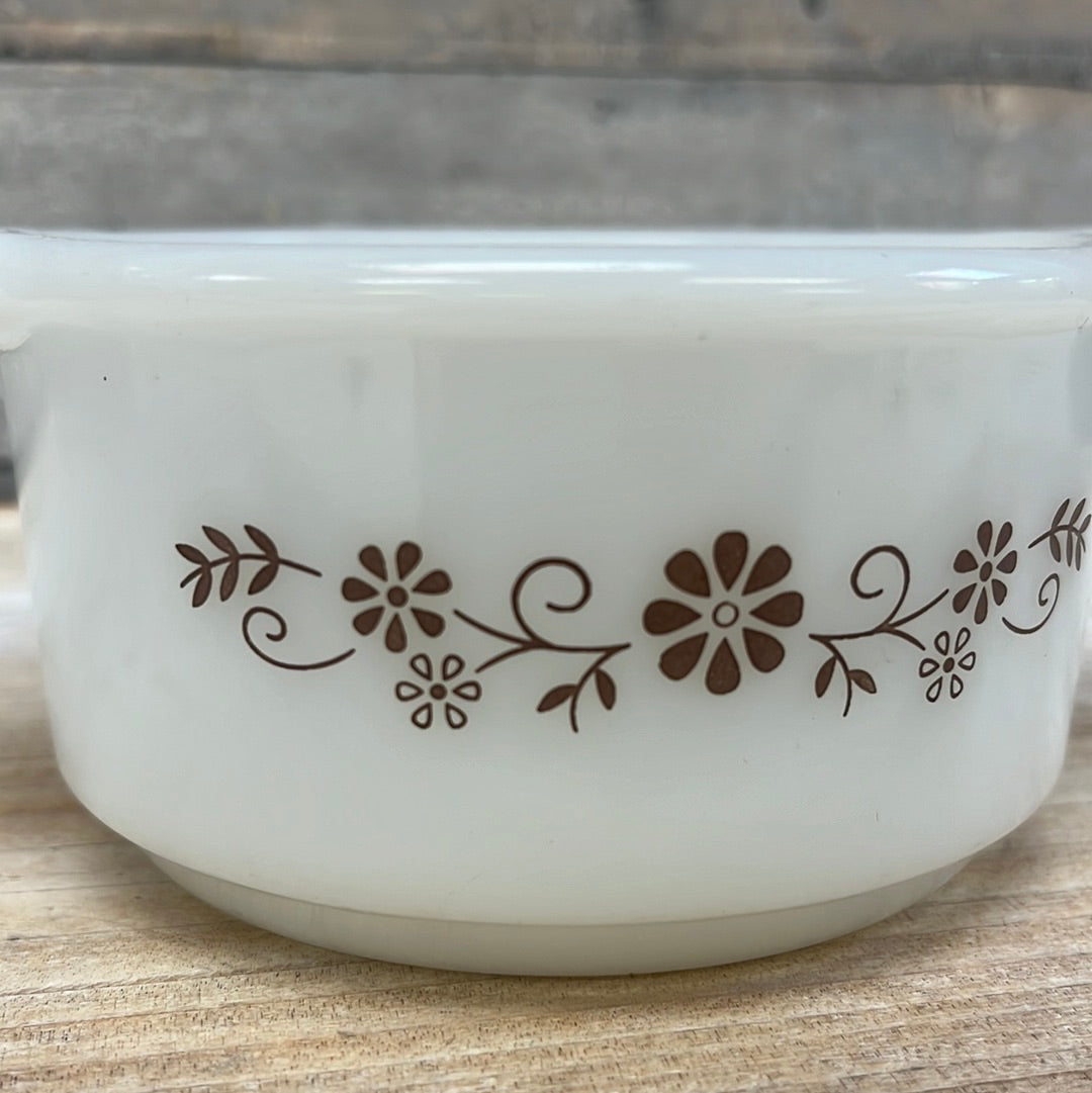 Dynaware Pyr-o-Rey Milk Glass Casserole Dish 6”, 1960s