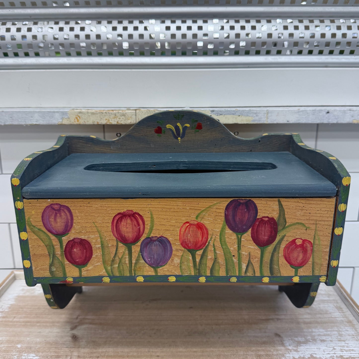 Floral Shelf, Hand Painted Wood