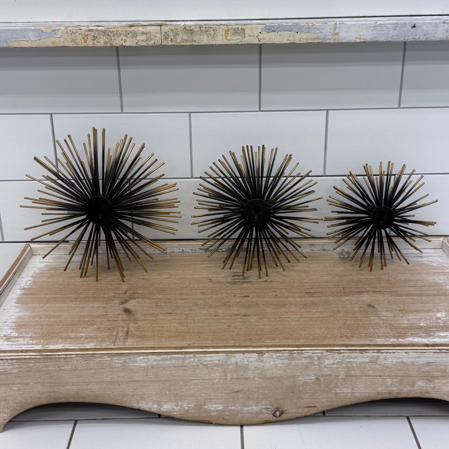 Mid Century Modern Style Starburst Metal Wall Decor Set of 3