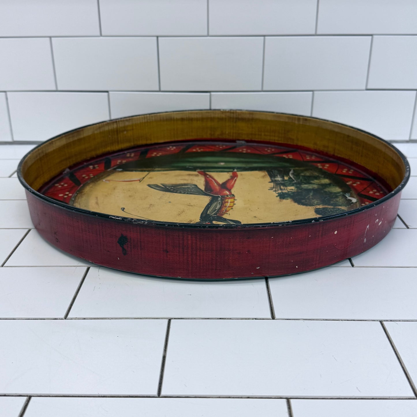 Vintage Hand Painted Golf Toleware Serving Tray
