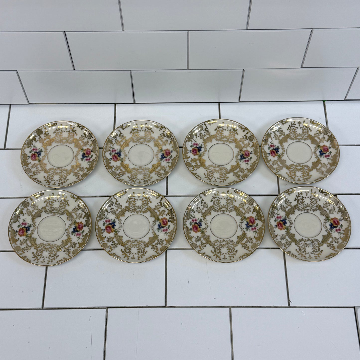 Bohemia Royal Ivory Teacup & Saucer Set of 8 Vintage 1930s