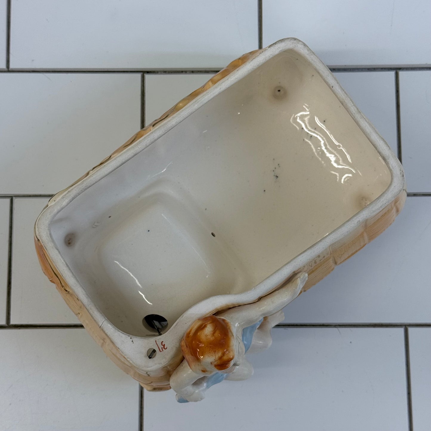 Cherub Footed Musical Trinket Box Porcelain #9340