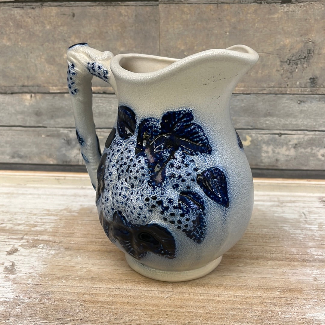 Vintage Salt Glazed Stoneware Pitcher, Strawberries