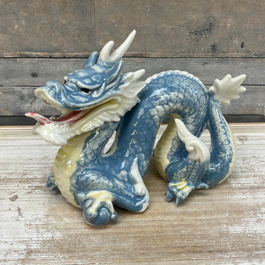 Hand-Painted Ceramic Eastern Dragon Figurine