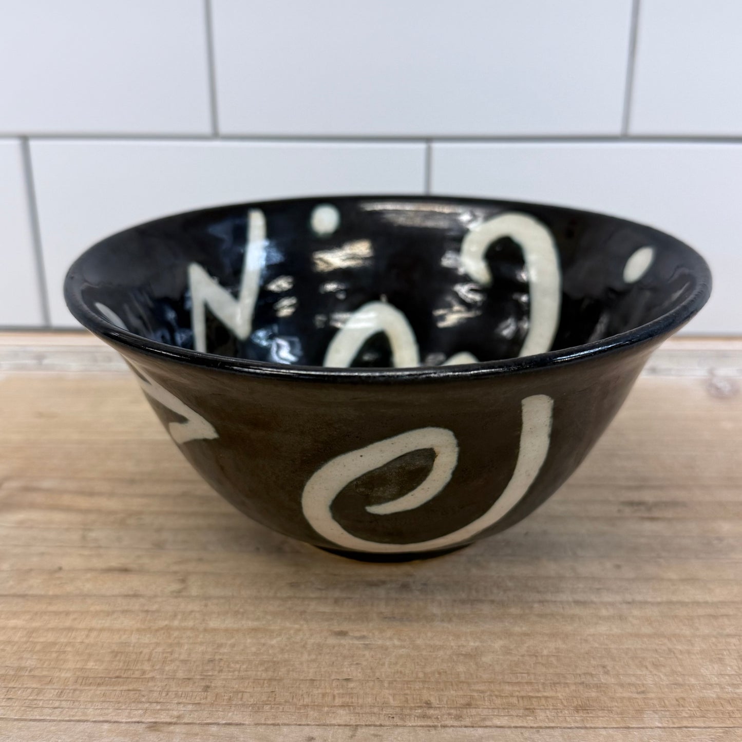 Studio Art Pottery Bowl & Handled Tray Set Signed