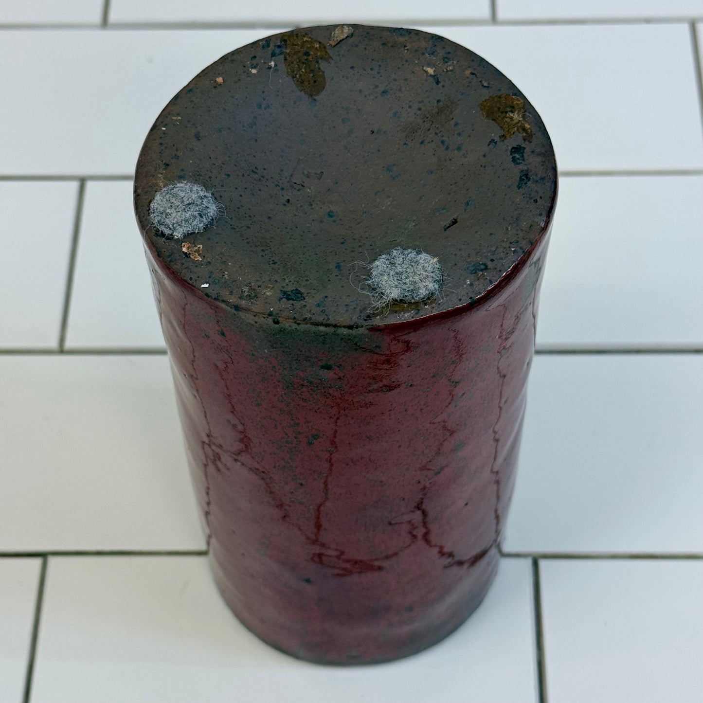 Studio Art Pottery Oxblood Red Glazed Stoneware Vase Handmade