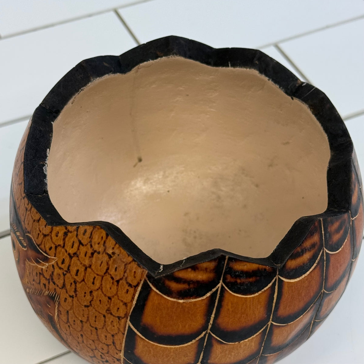 Lucuma Designs Peruvian Carved Gourd Owl Folk Art Box