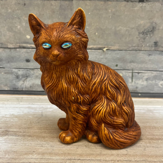 Bejeweled Cat Figurine, Signed