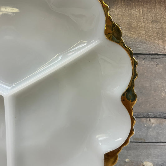 Fire King Scalloped Milk Glass Dish