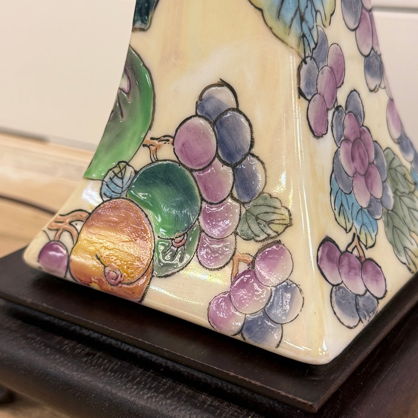 Chinoiserie Style Ceramic Table Lamp Fruit Motif