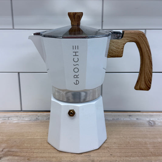 Grosche Milano Stovetop Espresso Maker White Moka Pot