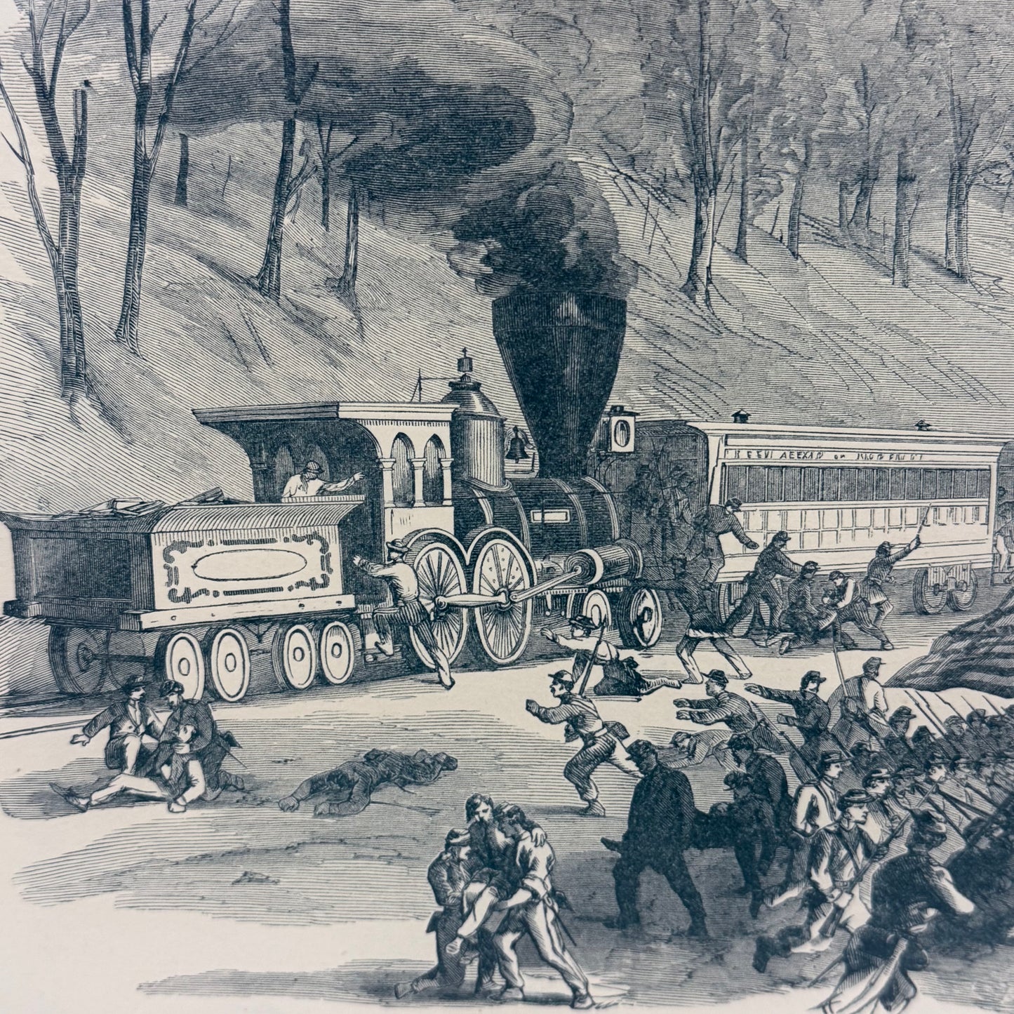 Framed First Ohio Regiment Surprised by a Masked Battery Civil War Print