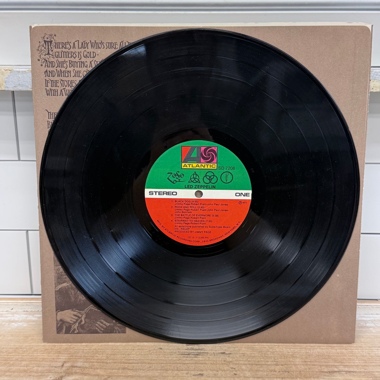 Led Zeppelin IV Vinyl Record LP 1971 #SD 7208