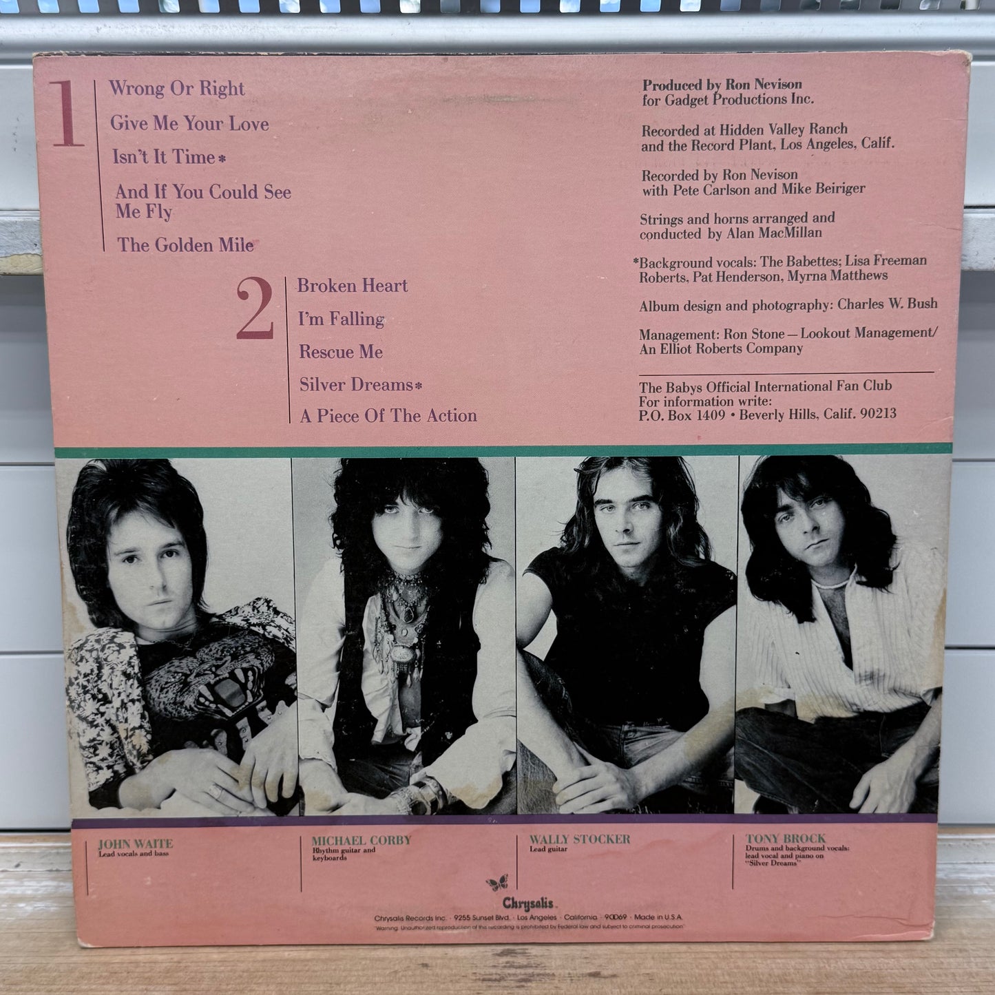 The Babys Broken Heart Vinyl Record LP 1977 #CHR 1150