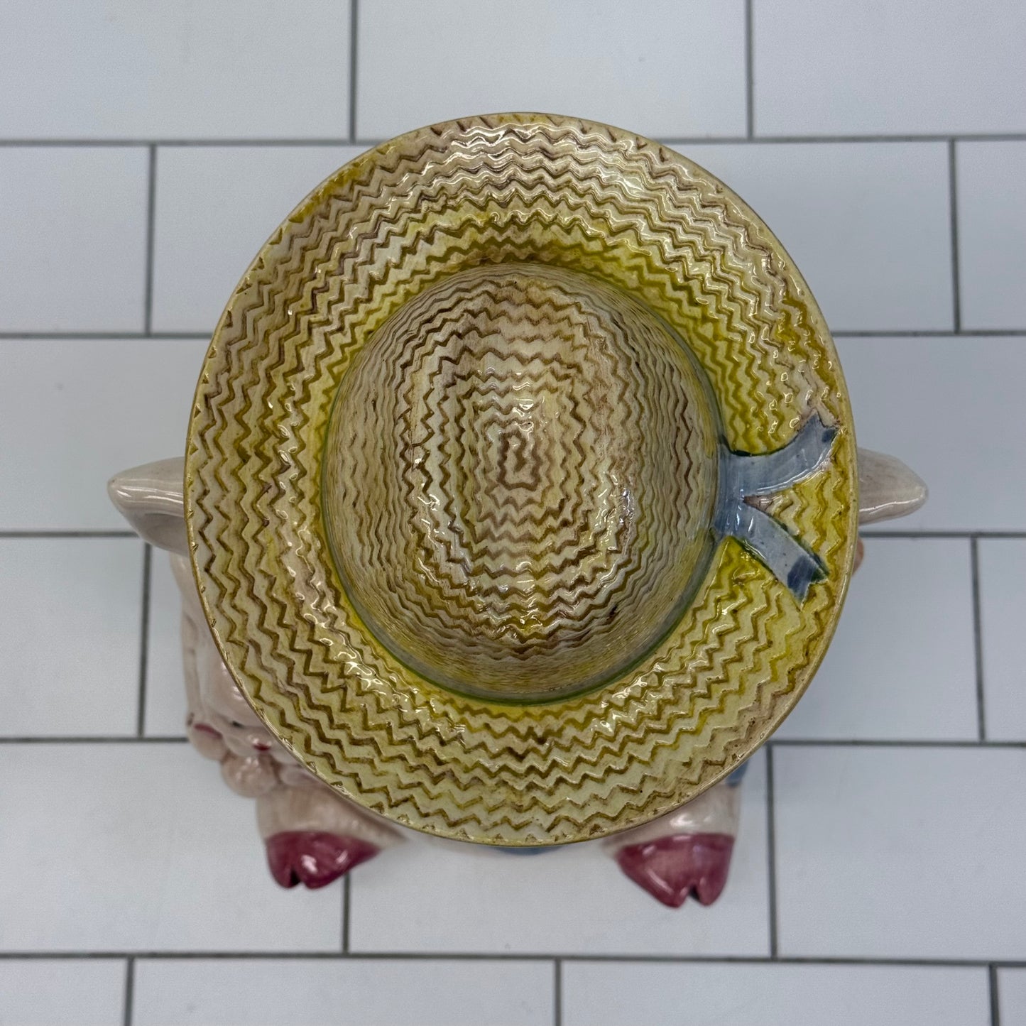 Treasure Craft Farmer Pig Cookie Jar, Ceramic 1960s