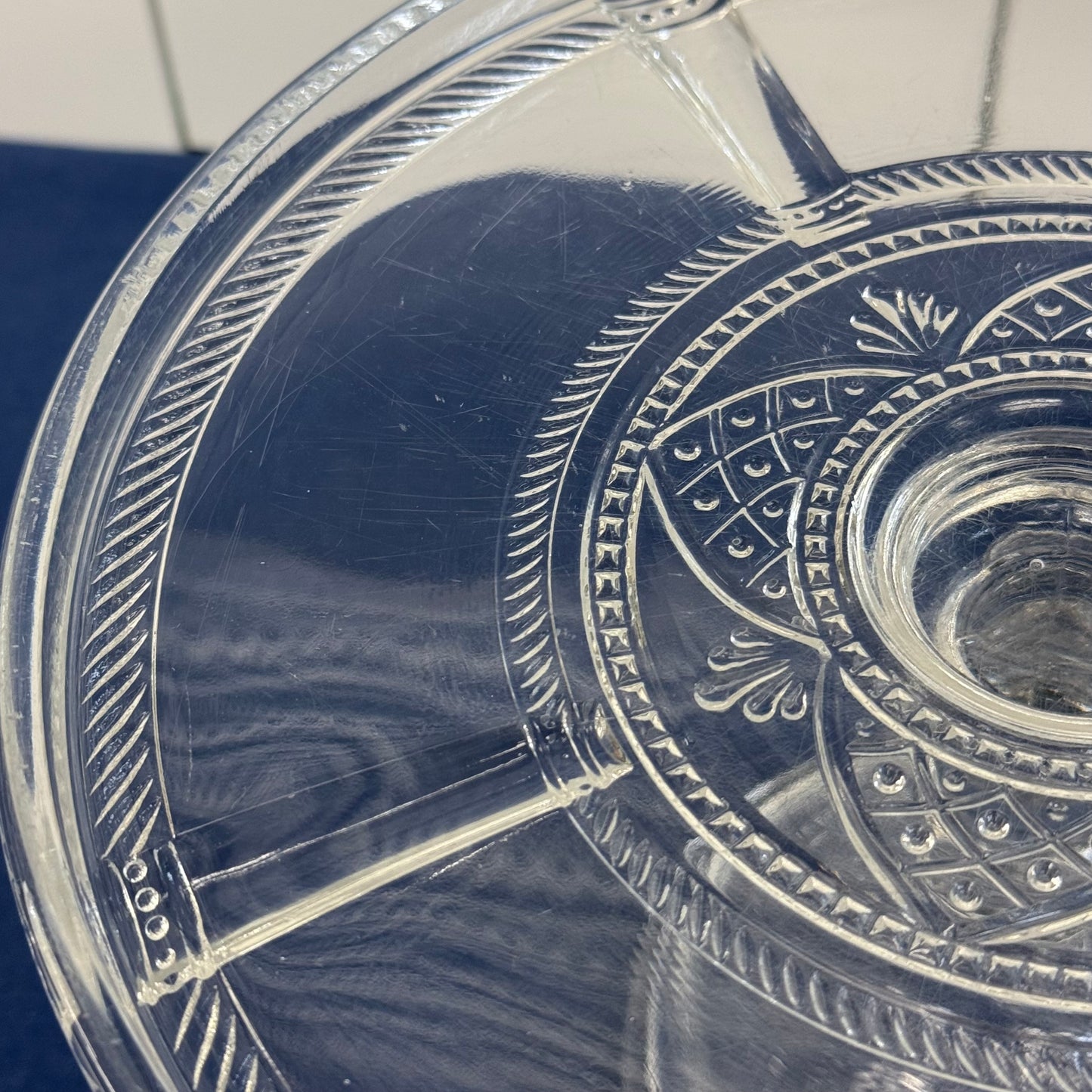 Bryce Bros Argent Rope Band EAPG Glass Cake Stand c. 1900
