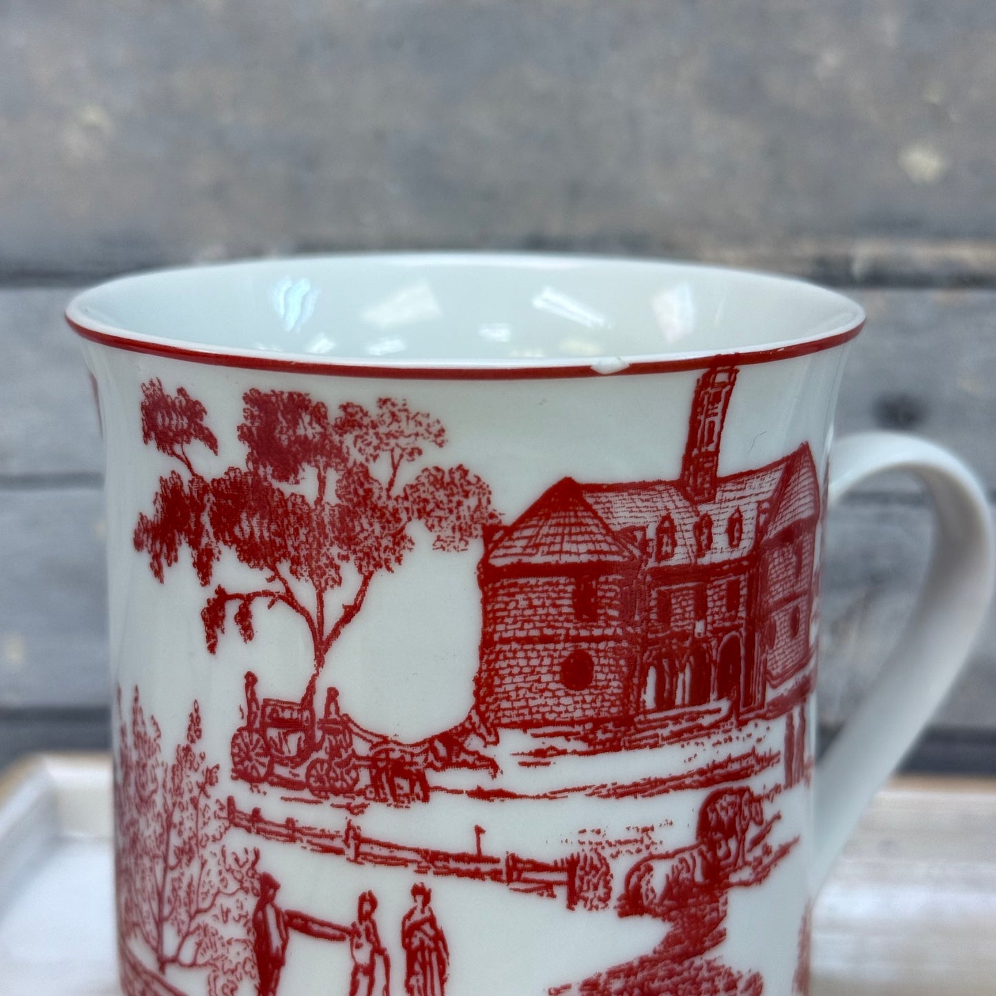 Colonial Williamsburg Townscape Toile Porcelain Mugs, Set of 6