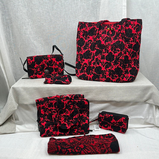 Vera Bradley Bundle, Retired Red and Black Floral Quilted Bags