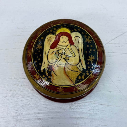 Terry’s Village Hand Painted Angel Wooden Trinket Box