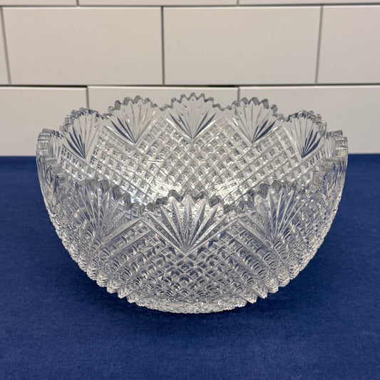 ABP Cut Crystal Bowl Diamond & Fan Pattern c1890-1915
