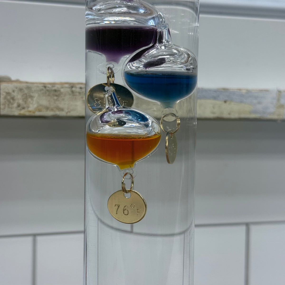 Galileo Thermometer 15 Inch Colorful Floating Glass Bulbs