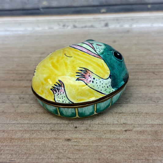 Frog Enameled Metal Trinket Box