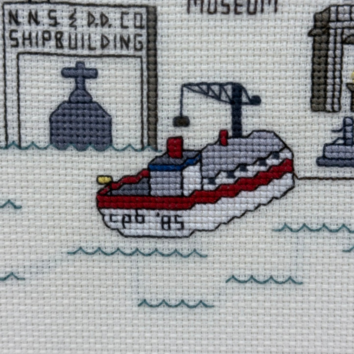 Hampton Roads Newport News Virginia Cross Stitch Map 1985
