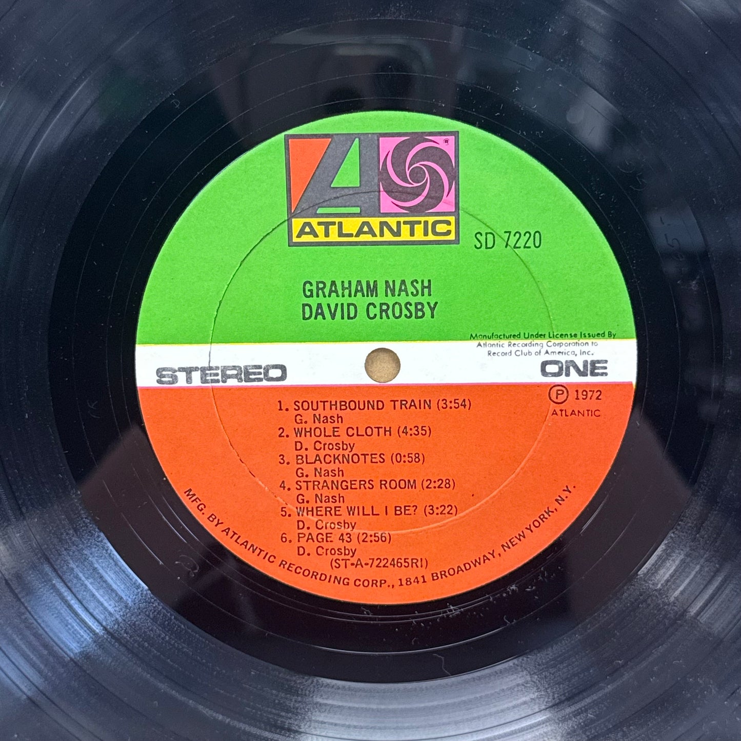 Graham Nash David Crosby Self Titled Vinyl Record 1972