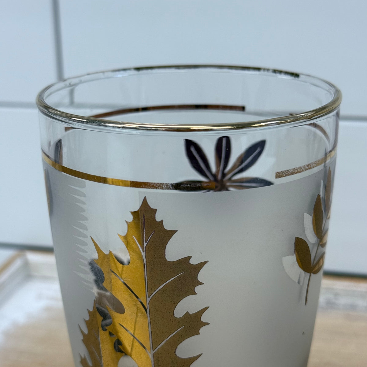Libbey Golden Foliage Glassware Set of 9 Vintage