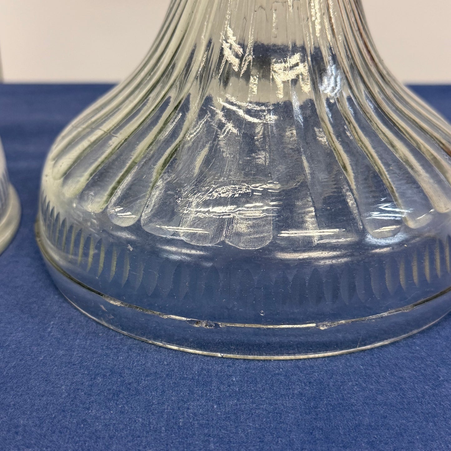 Electrified Glass Oil Hurricane Lamps with Chimneys Set of 2