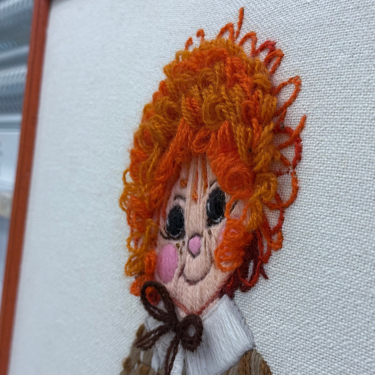 Raggedy Ann & Andy Framed Crewel Embroidery Art, Set of 2