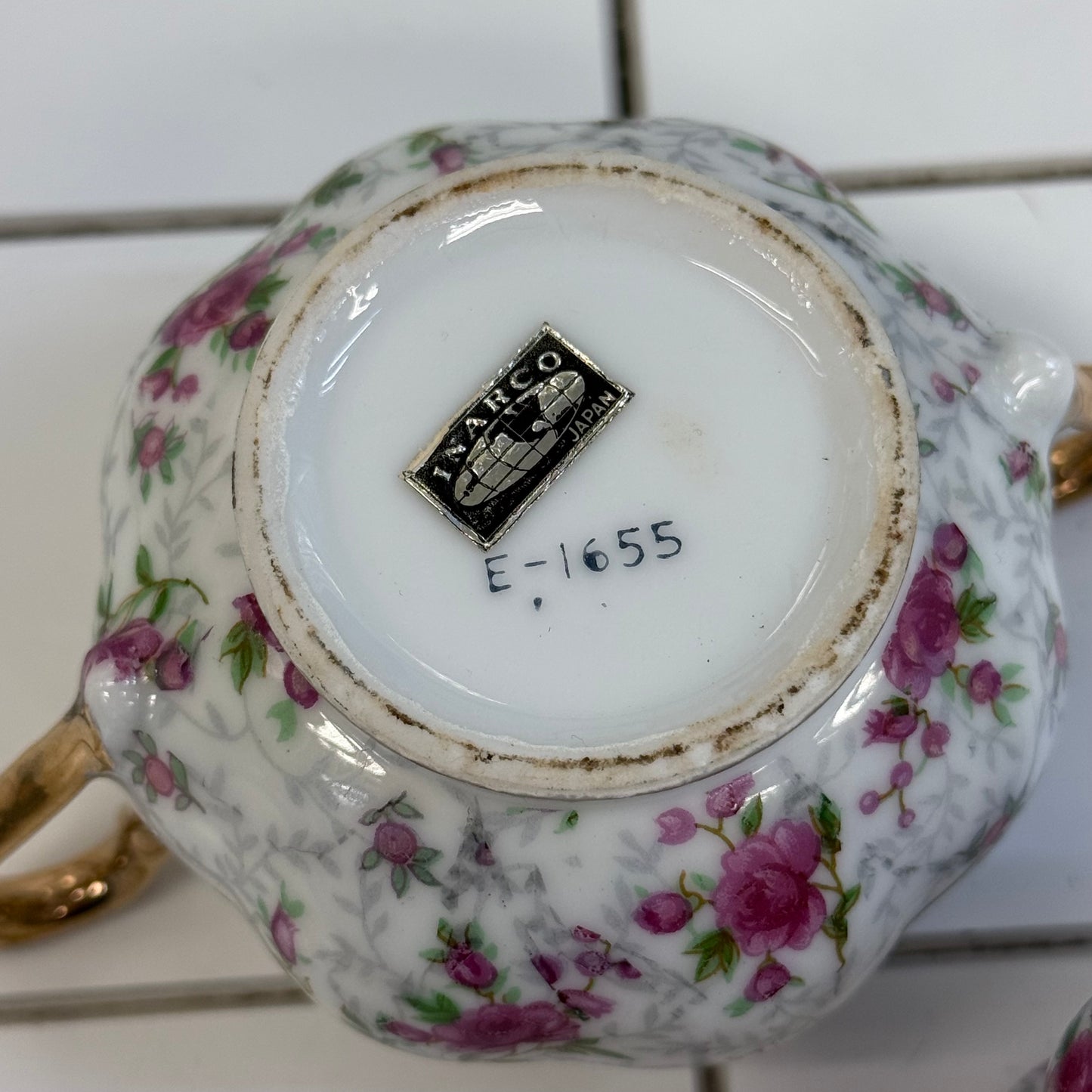 INARCO Rose Chintz Creamer & Sugar Bowl Set 1960s