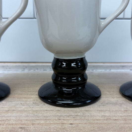 Hall Pottery Pedestal Irish Coffee Mugs, Set of 3