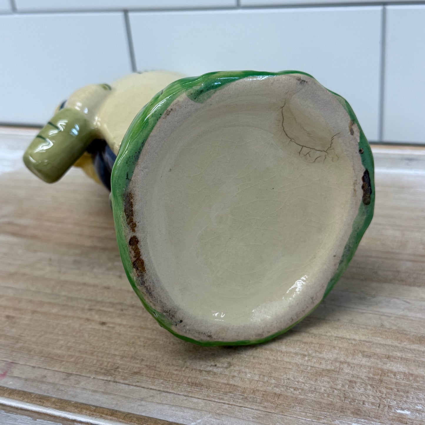 German Figural Decanter, Rare Ceramic Hand Painted