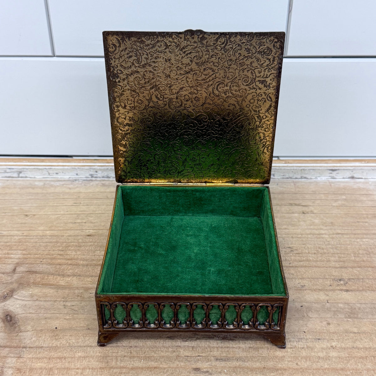 Vintage Degas Ballerina Jewelry Box Green Velvet Lined